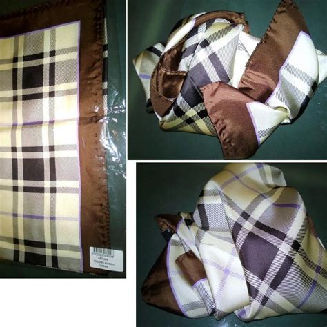 foulard burberry seta con bordo|Foulard in seta a quadri in Beige .